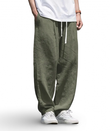Trend CSS Linen Pants Army Green